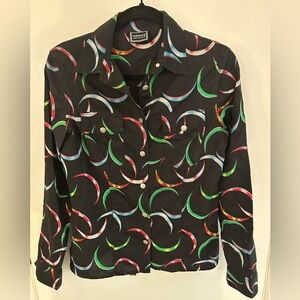 VINTAGE VERSACE JEANS SIGNATURE BUTTON UP SHIRT, LIKELY FROM THE 80s, SIZE SMALL
